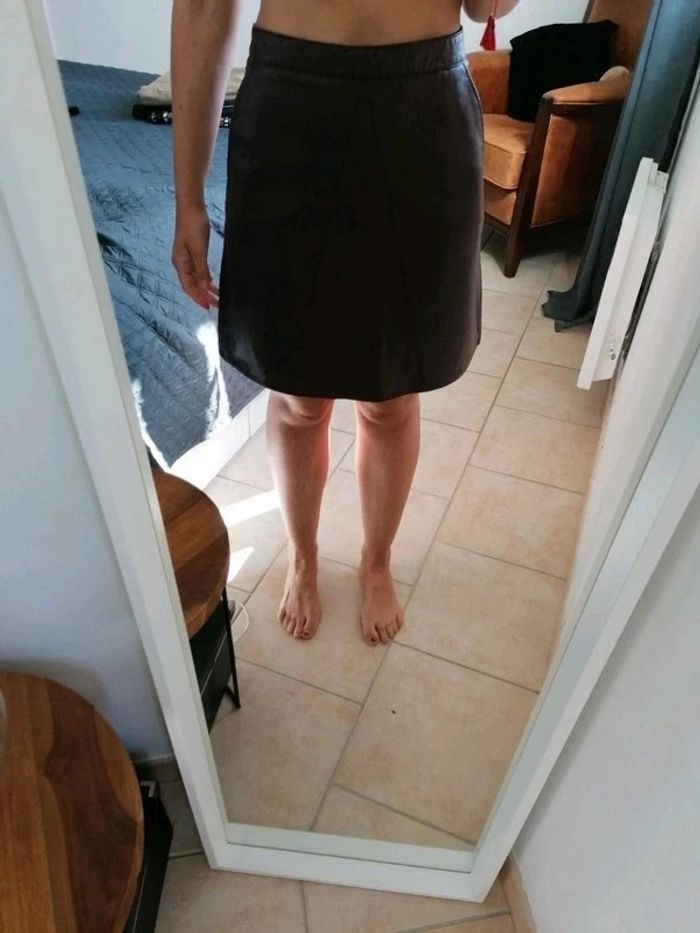 Jupe imitation cuir bordeaux