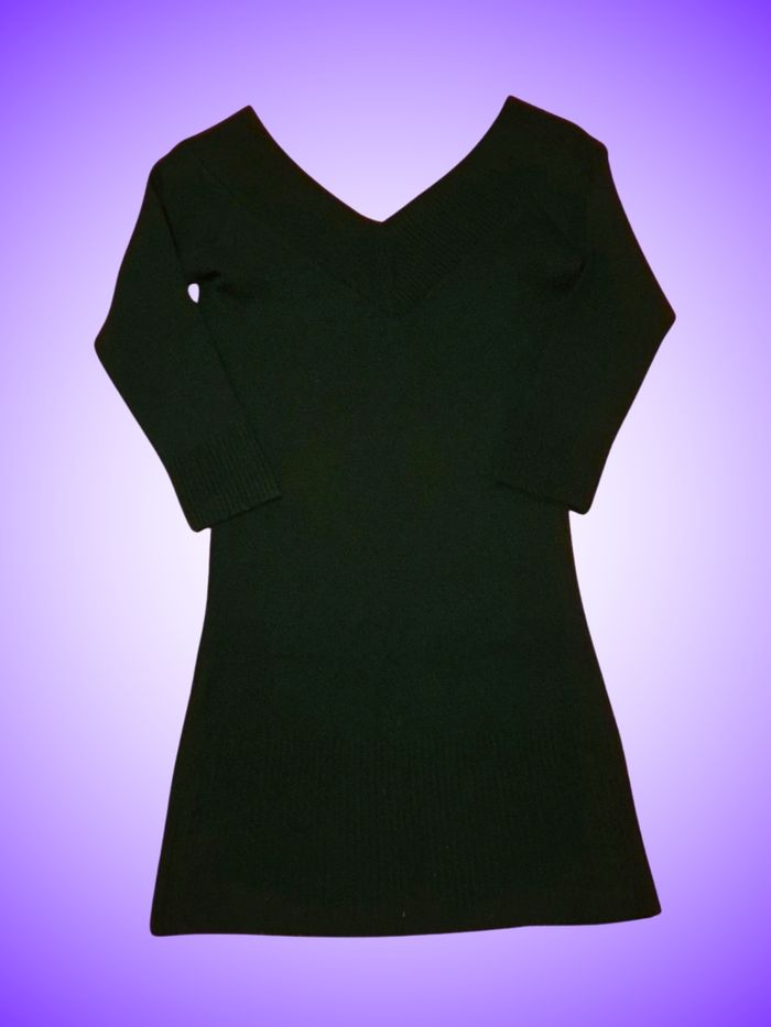 Robe Pull Jennyfer Noire – Décolleté V – Manches 3/4 – Très Bon État