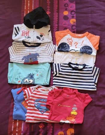 Lot hiver 9 vêtements garçon, manches longues, 12 mois