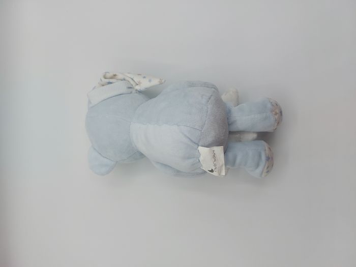 Peluche doudou ours bleu blanc beige gris INTERBABY bonnet étoiles argent 25 cm - photo numéro 3