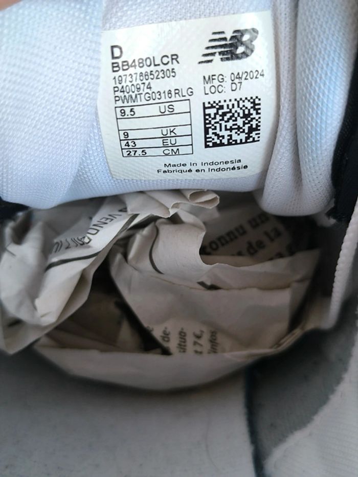 Baskets New Balance 480 noir blanche pointure 43 très bon état - photo numéro 9
