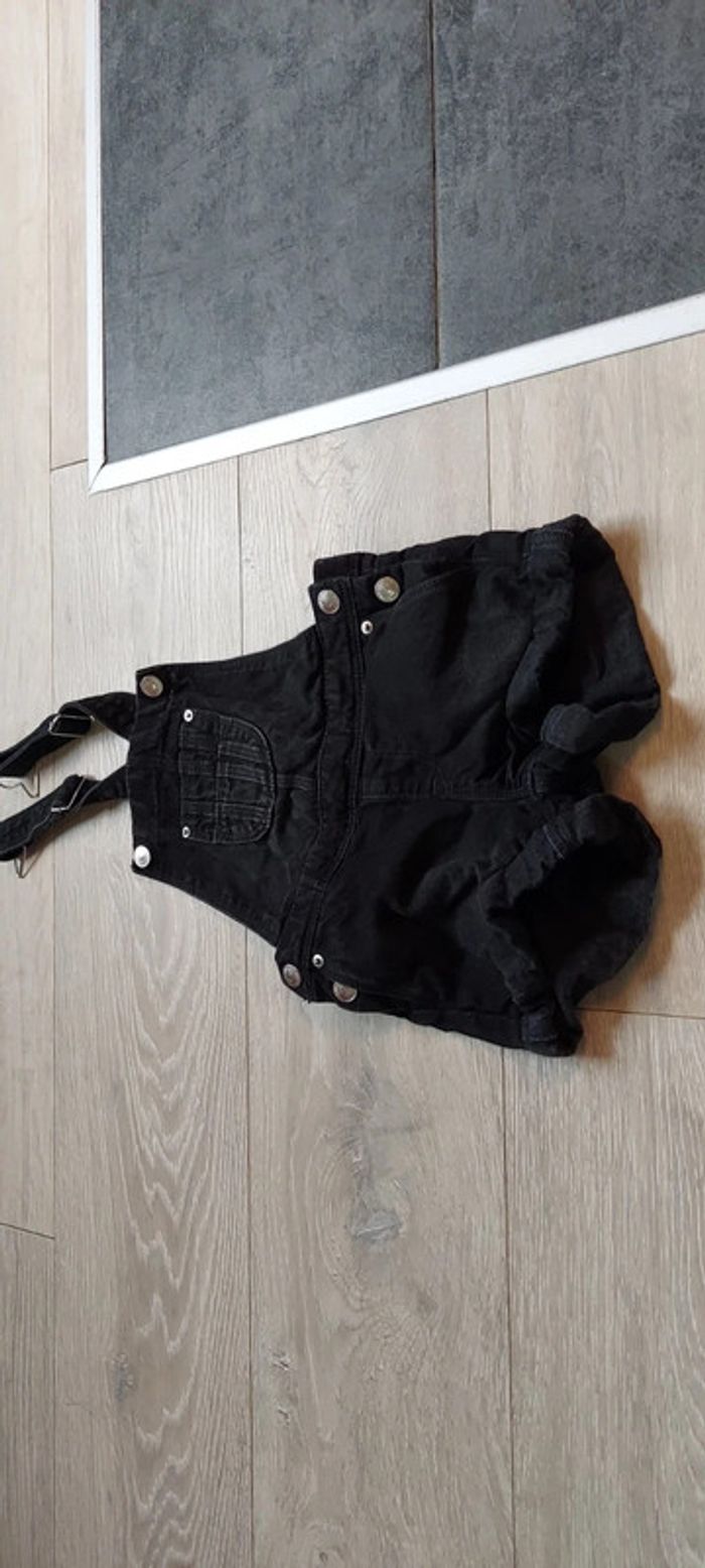 Salopette short en jean s noir, Kiabi, 3/4 ans, nickel - photo numéro 2