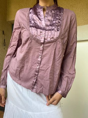 Blouse satinée vintage violet bohème champêtre