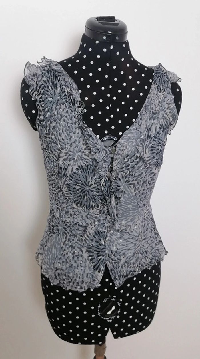 Chemisier / top en soie gris Taille S 1.2.3 - photo numéro 2