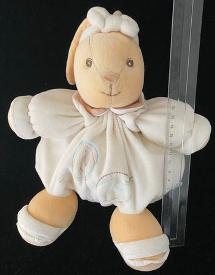 ❤️B5977 Peluche vintage doudou kaloo lapin 1998 -2008 blanc écru beige - photo numéro 4
