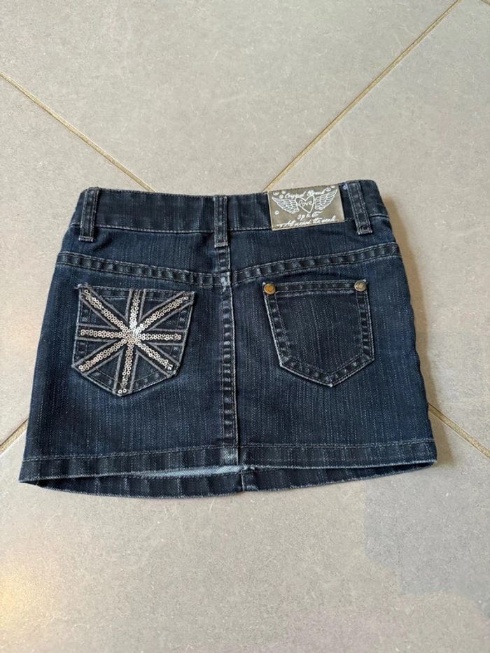 Jupe en jean avec 2 poches sur le devant - 3 Pommes - Bleu marine & argenté - 5 ans - photo numéro 4