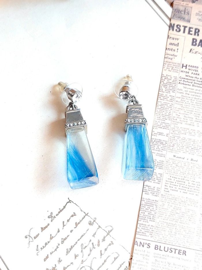 Magnifique paire de boucles d'oreilles pendantes vintage 00's Y2k - photo numéro 8