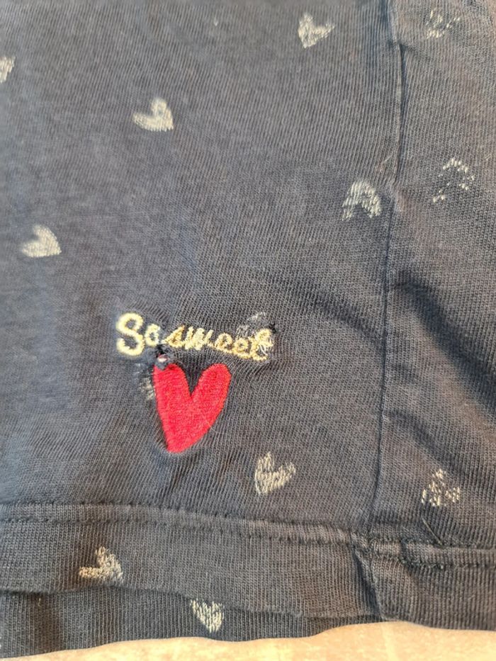 T shirt Manches courtes col rond bleu-vert petit cœur rouge Fille 6 ans vertbaudet - photo numéro 3