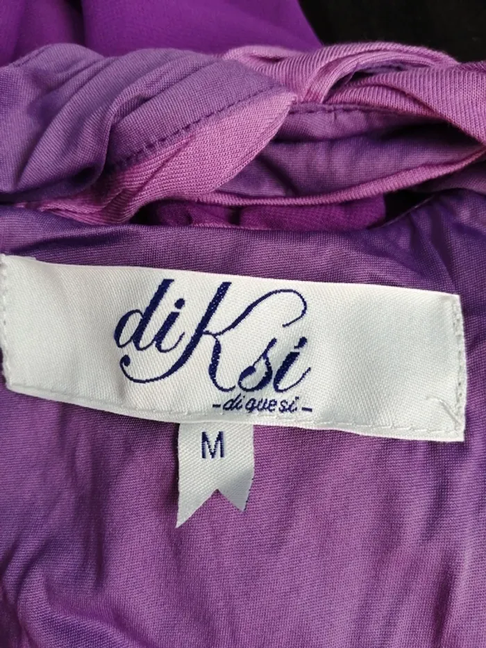Robe violette à volants bi-matière croisée dans le dos doublée / diksi / (M) - photo numéro 4