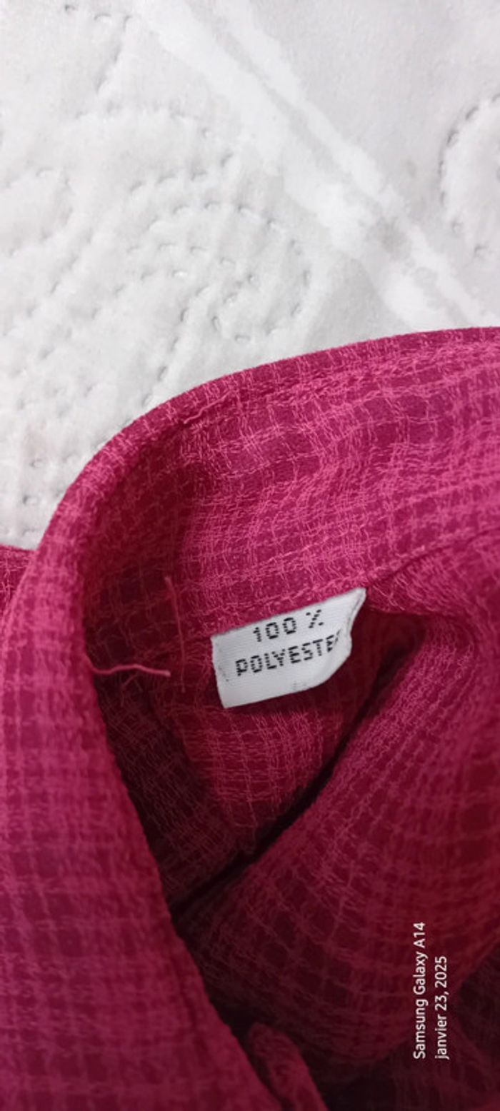Chemise légère vintage motif carreaux avec poches fuschia femme 40 Line de Raux Paris - photo numéro 15