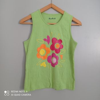Débardeur vert anis fleurs t36/38