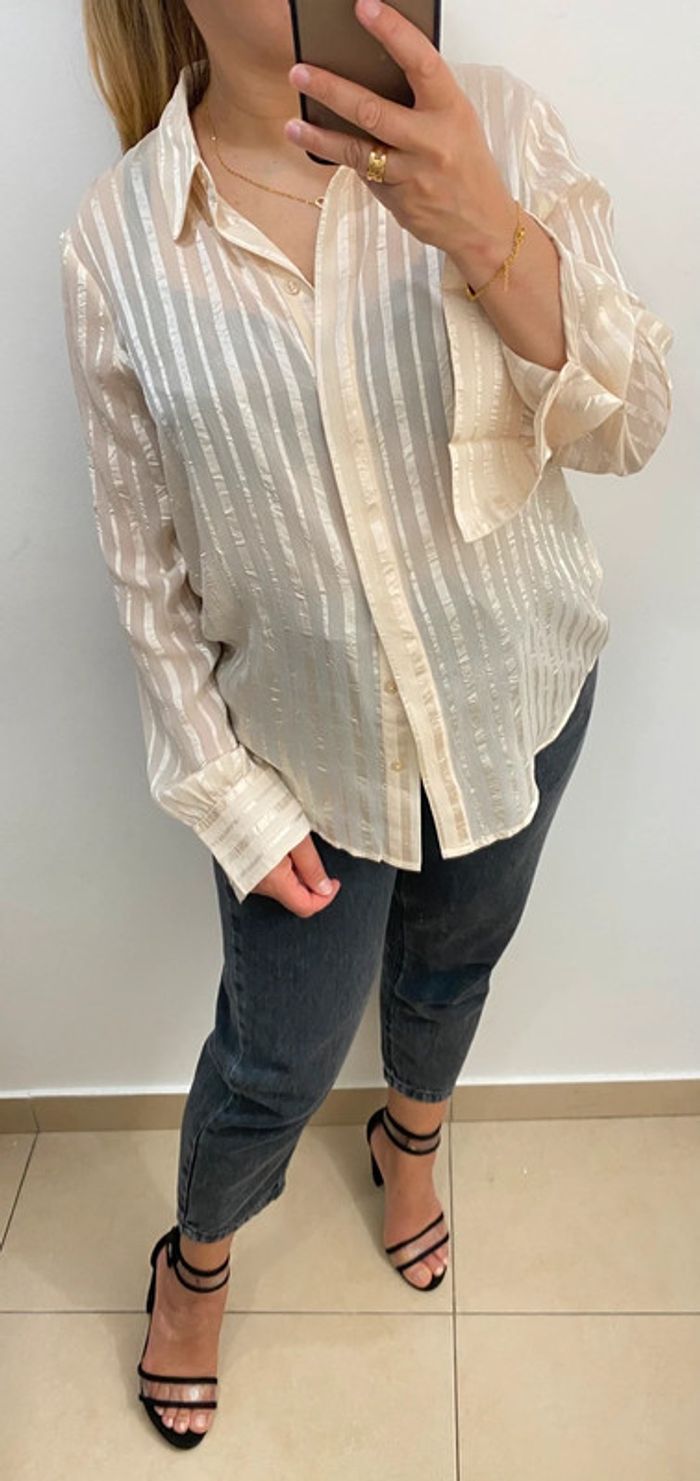 Chemise fluide Mango crème taille M - photo numéro 5