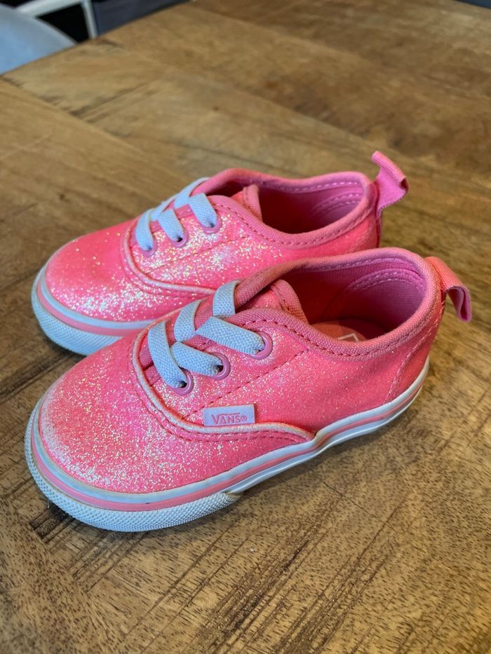 Vans bébé – rose pailleté – lacets élastiques – pointure 20 - photo numéro 4