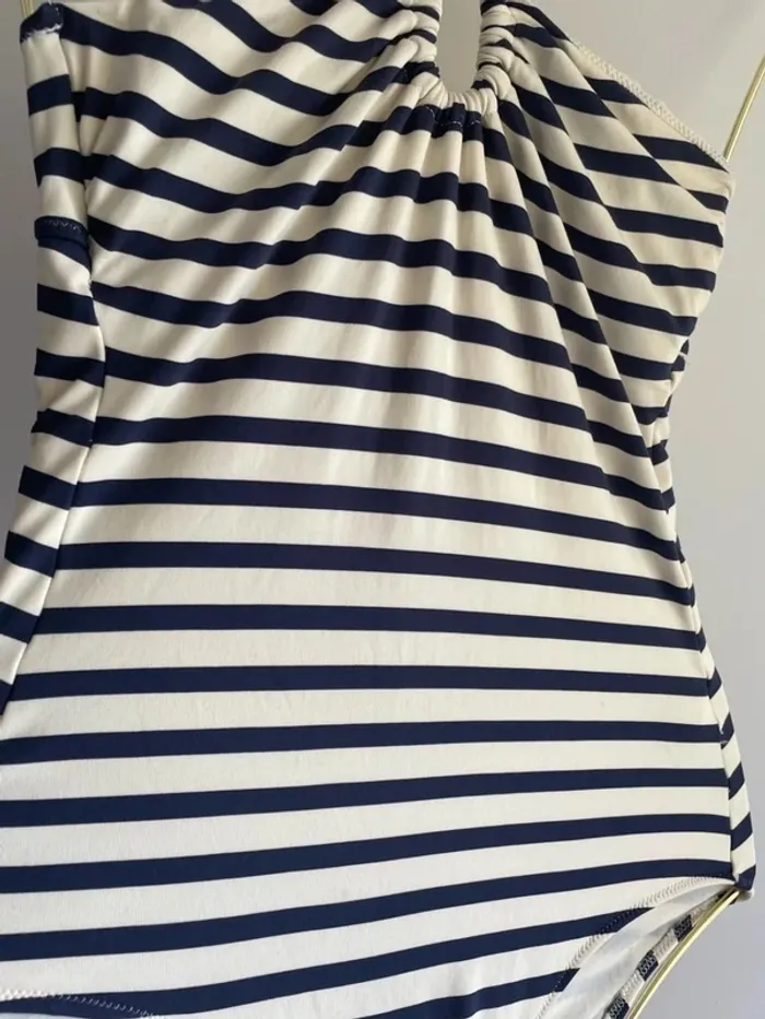 Maillot de bain une pièce ETAM rayé blanc et bleu taille 36 - photo numéro 2