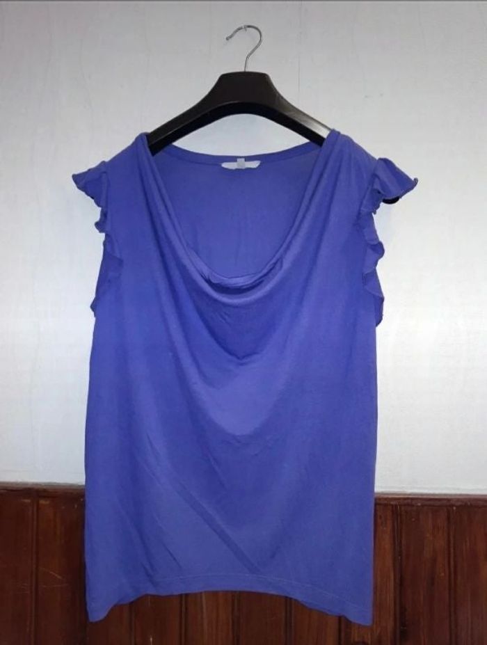 Blouse violet col bénitier Etam