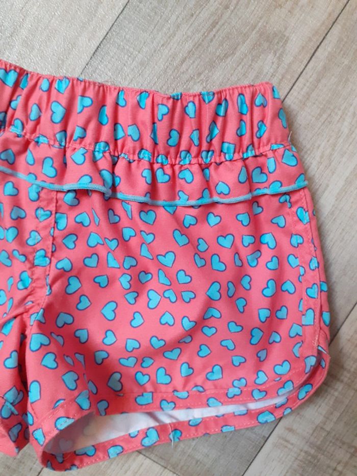 Short de bain fille rose cœurs bleu 2 ans neuf - photo numéro 4