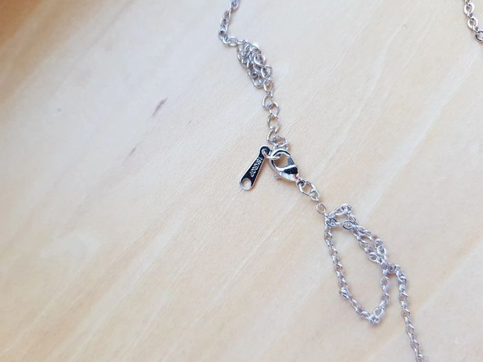 Collier pendentif coeur plaqué or blanc 18k pierre swarovski élément neuf - photo numéro 3