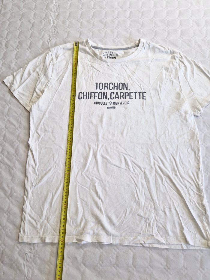 T-shirt Homme Blanc à Message Humour "Torchon Chiffon Carpette" - Monsieur TSHIRT - Taille XXL - photo numéro 4