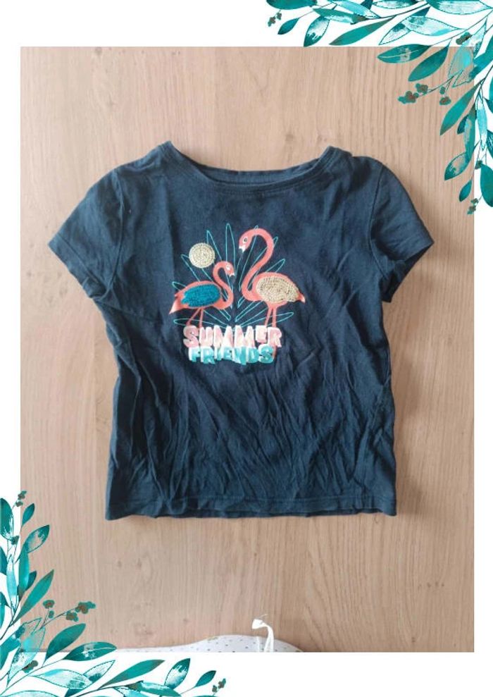 T-shirt 4 ans flamants roses - photo numéro 2