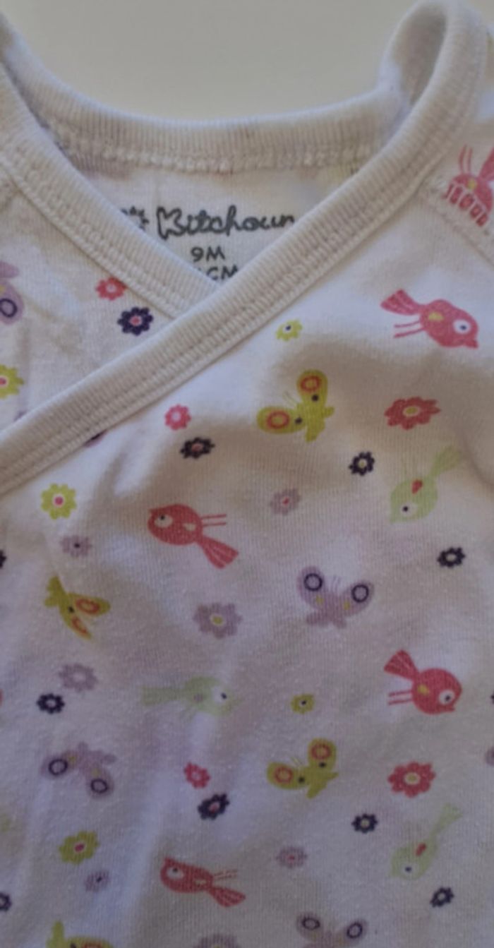 Lot de 2 bodies fille manches courtes 9 mois - photo numéro 3