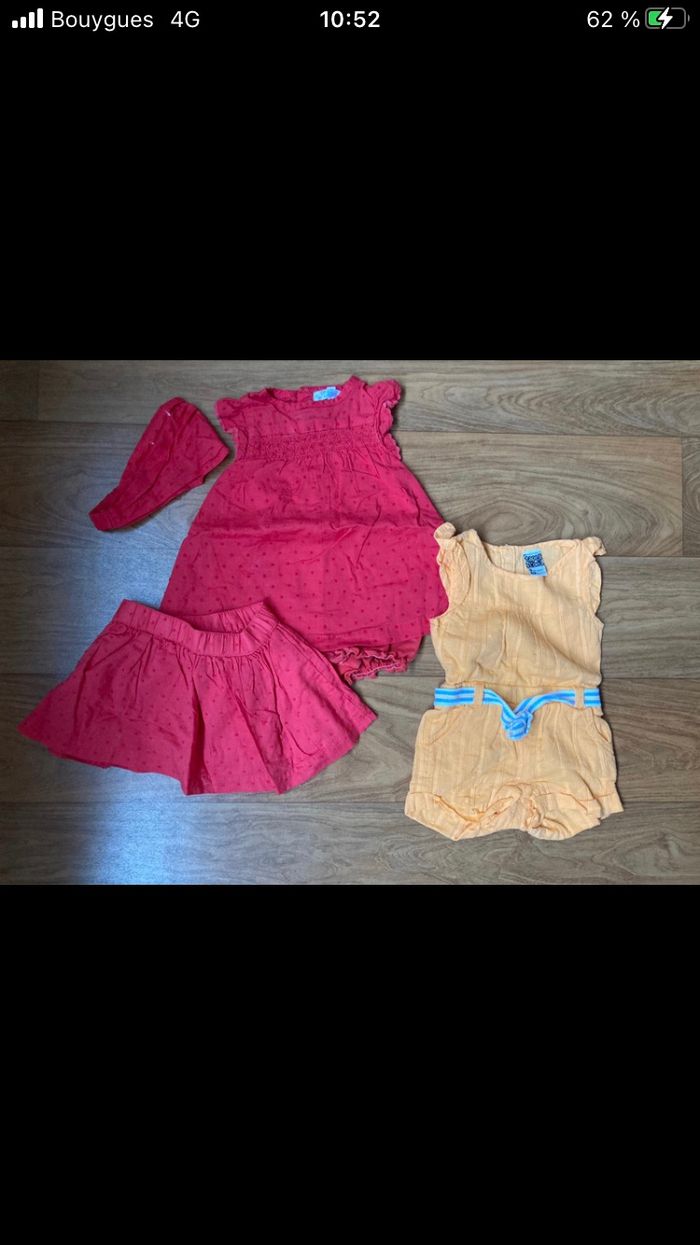 Ensemble robe jupe fichu combi short 3 mois