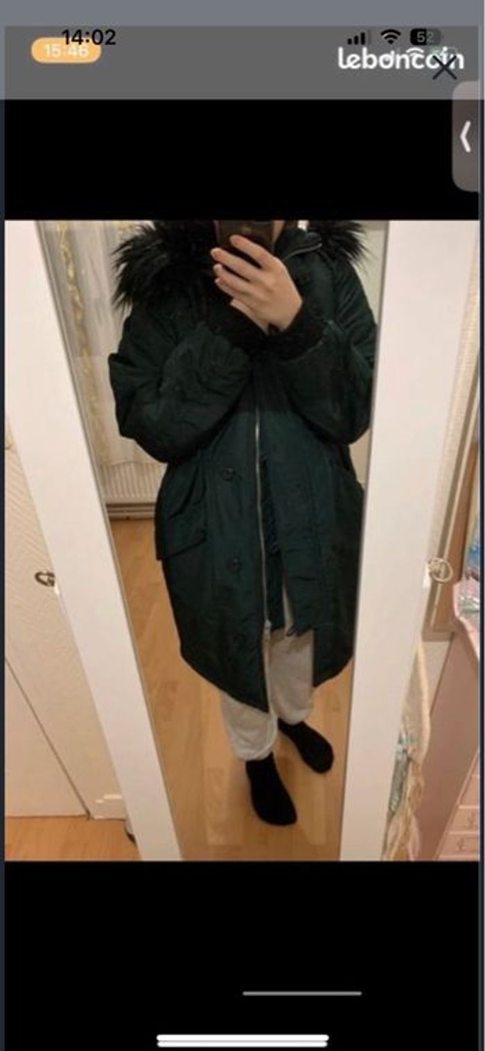 Manteau long vert H&M taille S - photo numéro 2
