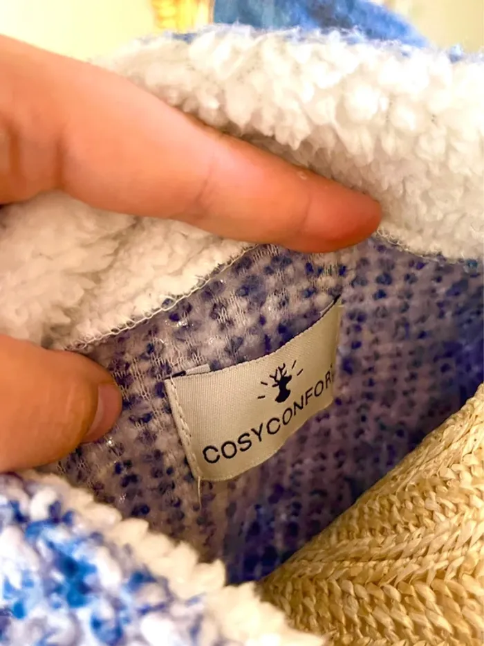 sublime veste teddy bouclette zippée bleu col montant poches cosy confort doux neuf taille M - photo numéro 13
