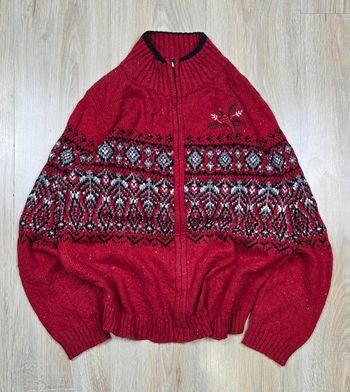 Gilet zippé femme rouge motifs nordiques Northern Reflections M