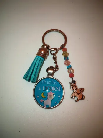 Cadeau humour licorne, porte clé message bijoux de sac ' j peux pas j ai licorne "
