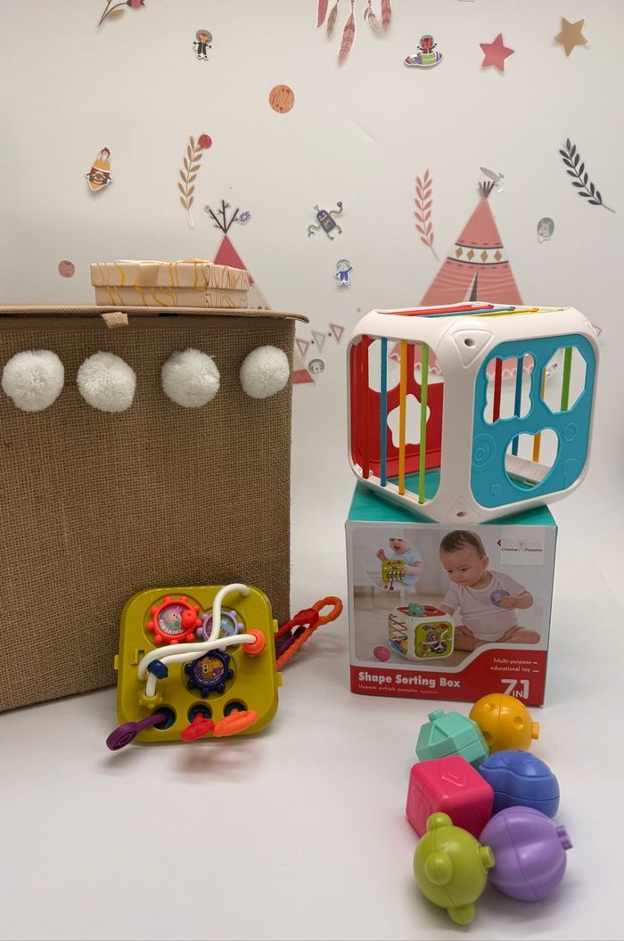 Cubes Montessori 7 en 1 – Trieur de formes - Jouets d’éveil bébé - photo numéro 3