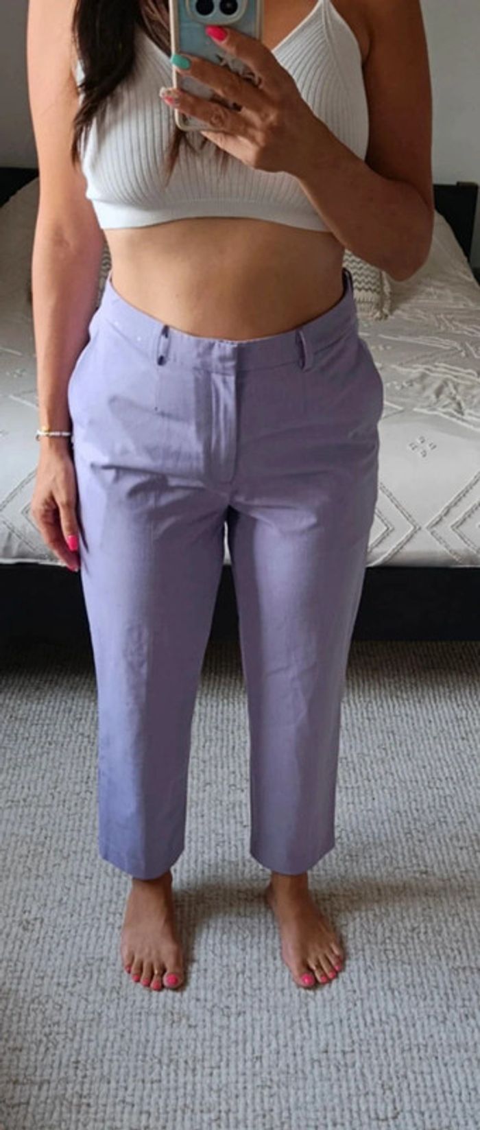 Pantalon ajusté Uniqlo lila mauve XL classe et décontracté - photo numéro 3