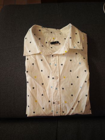 Chemise blanche manche longue motif bateau taille 10 ans