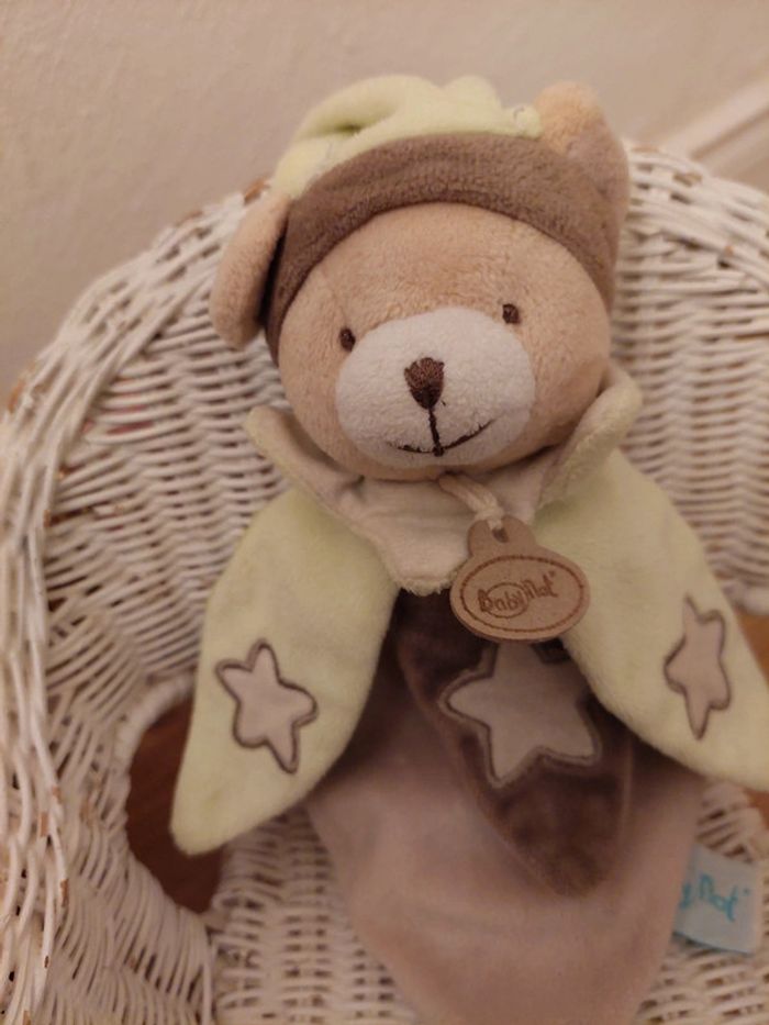 Doudou ourson vert et taupe Baby Nat - photo numéro 2