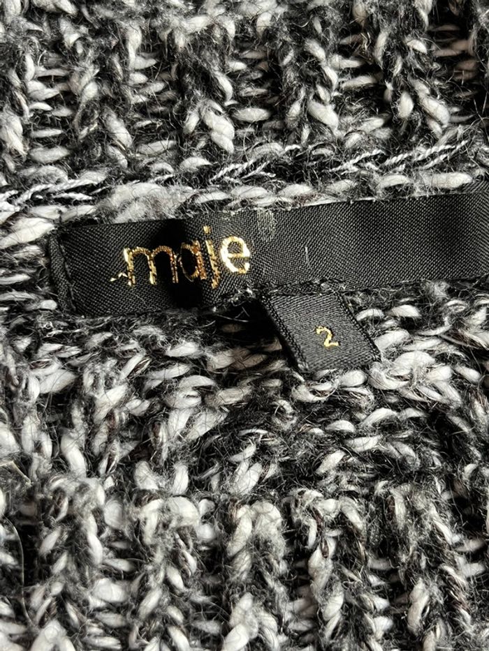 Pull chiné avec mohair gris torsadé Maje M - photo numéro 6