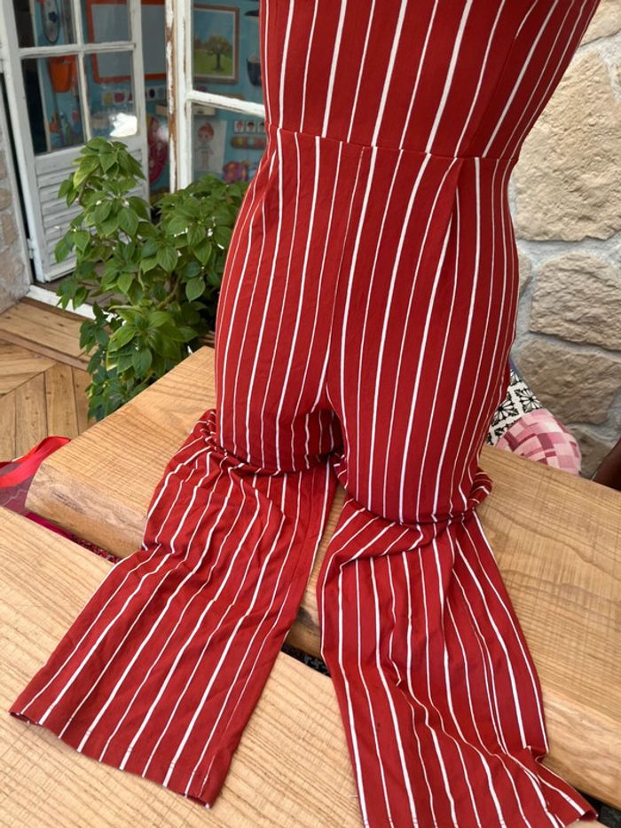 Combinaison d’été bershka à rayures rouille à bretelles taille XS 34 - photo numéro 2