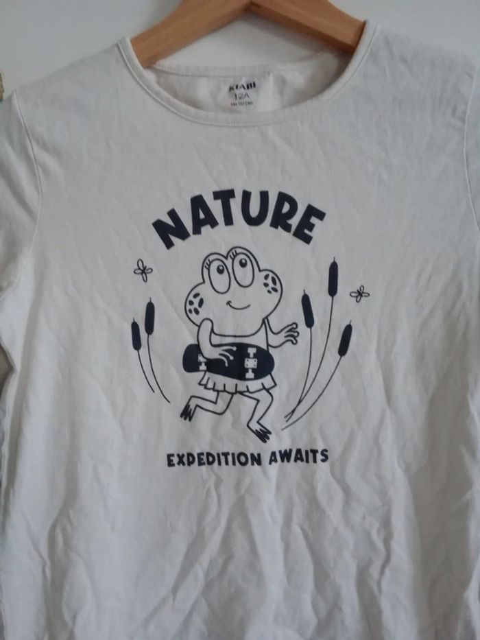 T-shirt manches longues fille 12 ans blanc a message c76 - photo numéro 2