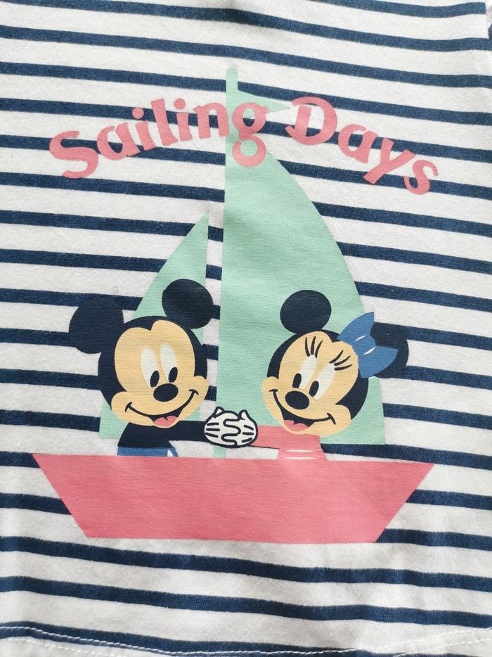 Tee-shirt rayé Minnie et Mickey Disney 9/12 Mois - photo numéro 2