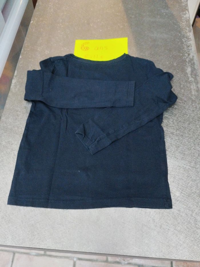 Tee-shirt manches longues 6 ans fille Kiabi eco conception bleu marine - photo numéro 4