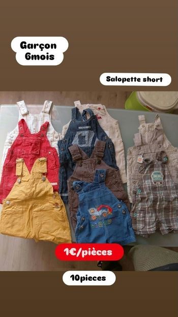 Lot 10 salopette short garçon 6mois
