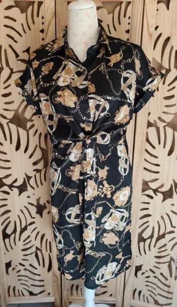 Robe col chemise imprimée chaines T S/ M Fashion