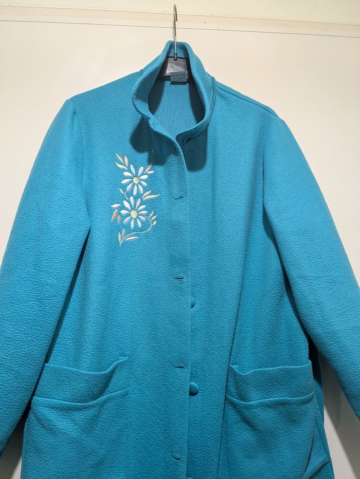 Belle robe de chambre vintage bleue turquoise. Taille 40 - photo numéro 2