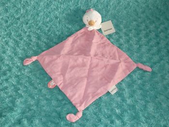 Doudou Plat pingouin oiseau Sasha Nattou rose 🐧 Neuf