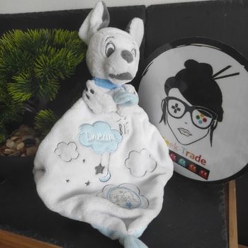 Doudou plat Dalmatien Big dream bleu blanc Disney Baby Nicotoy #geektradedoudou