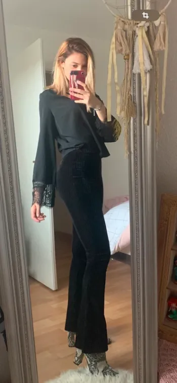 Pantalon effet velour noir