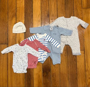 Kit naissance bébé 6 pièces Petit Bateau – 1 mois (54 cm) - bodies, pyjamas & bonnet