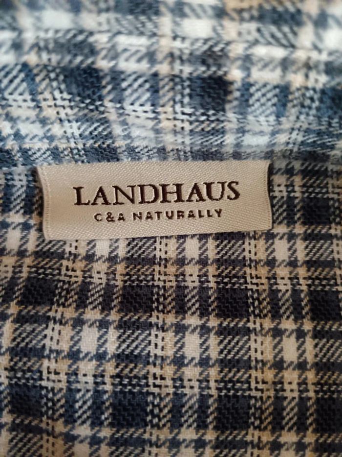 Surchemise à carreaux bleu blanc flanelle coton - photo numéro 6