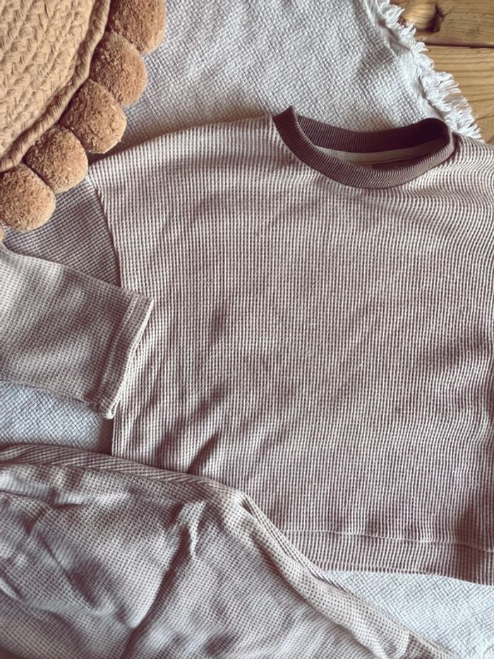 Ensemble gamin gamine gaufré mixte unisex beige 3 - photo numéro 5