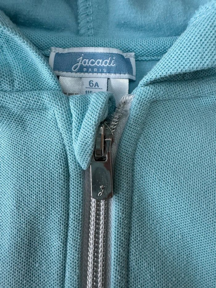 Veste à capuche/hoodie bleu clair zippé bas orange fluo - Taille 6 Ans - photo numéro 7