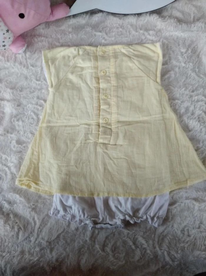 Combinaison barboteuse été robe courte avec body intégré Fille 3 mois Kitchoun 100% coton - photo numéro 10