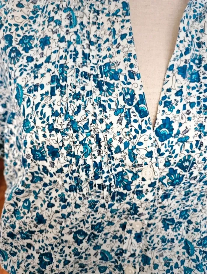Tunique ou Robe bleue/blanc fleurie avec ceinture Kiabi Taille 48 (42/44) Neuve - photo numéro 4